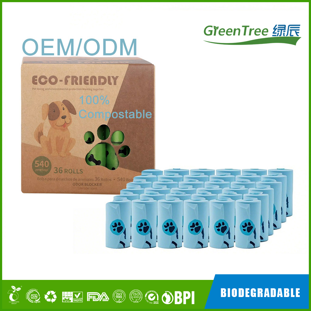 Certified compostable pet waste bags, Biodegradable poop bag-Greentree
